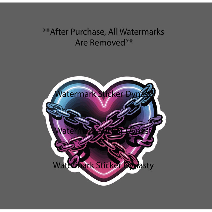 Heart Chains Sticker Waterproof Decal Neon Love Hearts Relationship Gift NEW