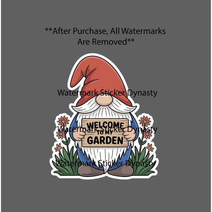 Garden Gnome Sticker Waterproof Decal Welcome Quote Sign Floral Flower Gift NEW