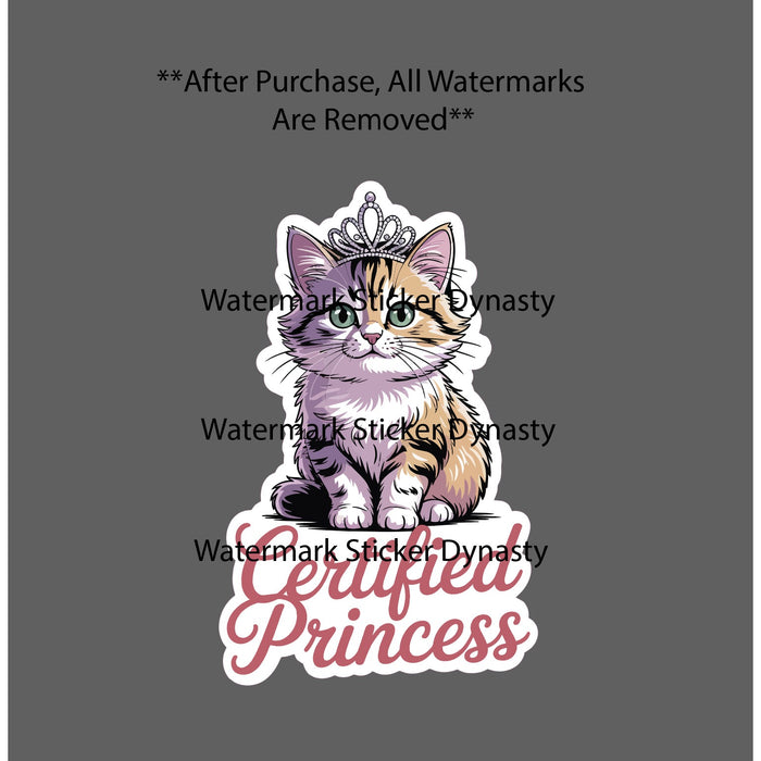 Certified Princess Sticker Waterproof Decal Cat Animal Queen Pet Gift NEW