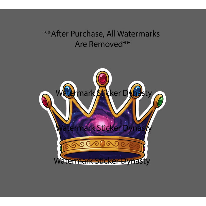 Crown Galaxy Sticker Waterproof Decal Space Universe Royal Planets Gift NEW