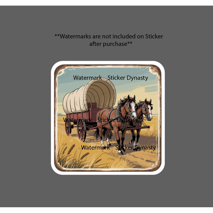 Covered Wagon Sticker Waterproof Decal Travel Homestead History Outdoor Gift NEW