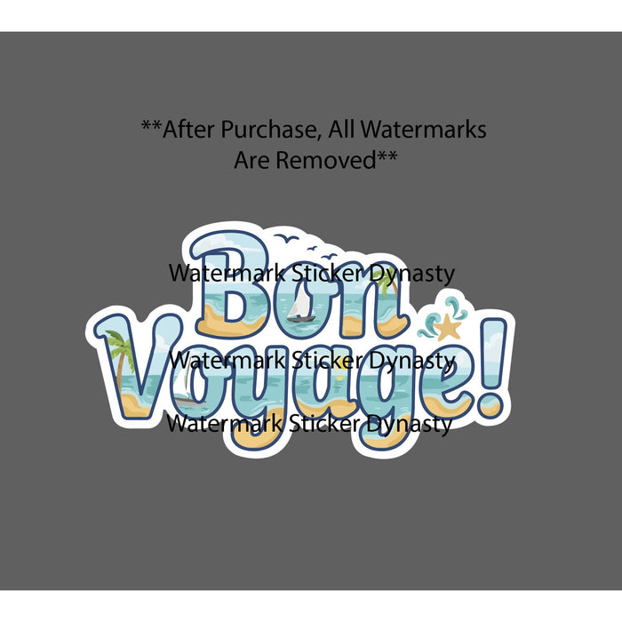 Bon Voyage Sticker Waterproof Decal Sailor Ship Nautical Ocean Sailboat Gift NEW