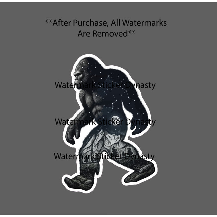 Bigfoot Sticker Waterproof Decal Outdoor Night Mountain Scene Travel Gift NEW