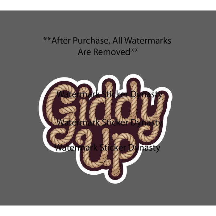 Giddy Up Sticker Waterproof Decal Rope Country Western Quote Gift NEW