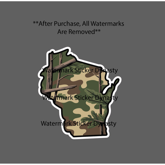 Wisconsin Sticker Waterproof Decal Woods Outdoor Camo Wild Hunt Fishing Gift NEW