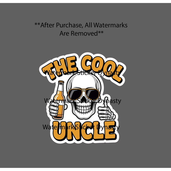 The Cool Uncle Sticker Waterproof Decal Skeleton Skull Beer Gift NEW