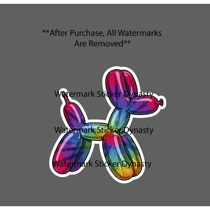 Balloon Dog Sticker Waterproof Decal Tie Dye Clown Party Animal Pet Gift NEW