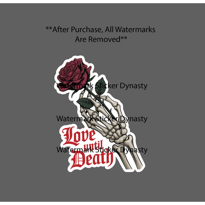 Love Until Death Sticker Waterproof Decal Skeleton Floral Rose Flower Gift NEW