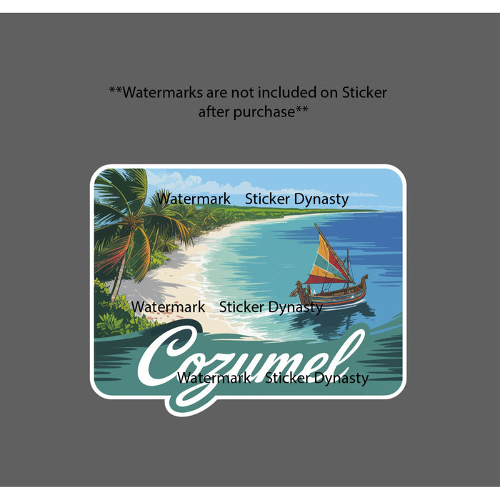 Cozumel Sticker Waterproof Decal Mexico Beach Travel Vacation Waves Gift NEW