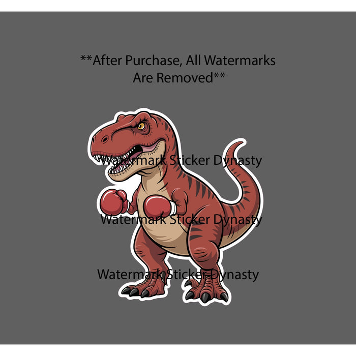 T-Rex Boxer Sticker Waterproof Decal Sports Dinosaur Animal Funny Gift NEW