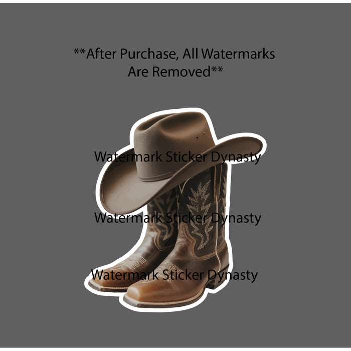 Cowboy Hat on Boots Sticker Waterproof Decal Country Western Rodeo Gift NEW