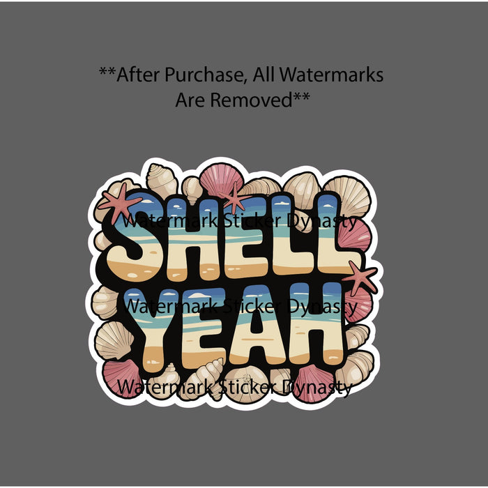 Shell Yeah Sticker Waterproof Decal Beach Ocean Travel Starfish Gift NEW