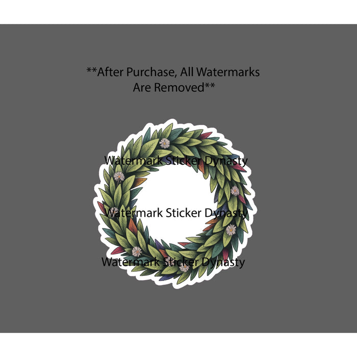 Wreath Sticker Waterproof Decal Leaves Flower Floral Door Festive Gift NEW