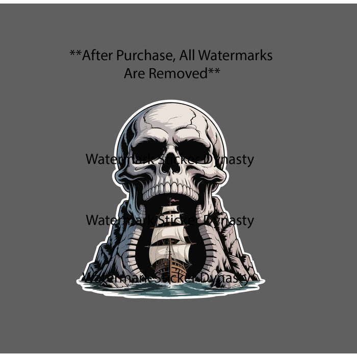 Skull Mountain Sticker Waterproof Decal Ship Sailing Sailor Pirate Gift NEW