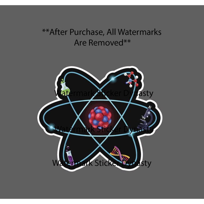 Atom Sticker Waterproof Decal Science DNA Science Life Research Work Gift NEW