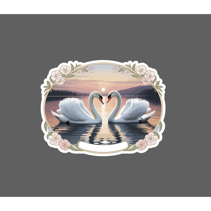 2 Swans Sticker Love Birds Beauty Couple Lake River Nature Gift Waterproof NEW