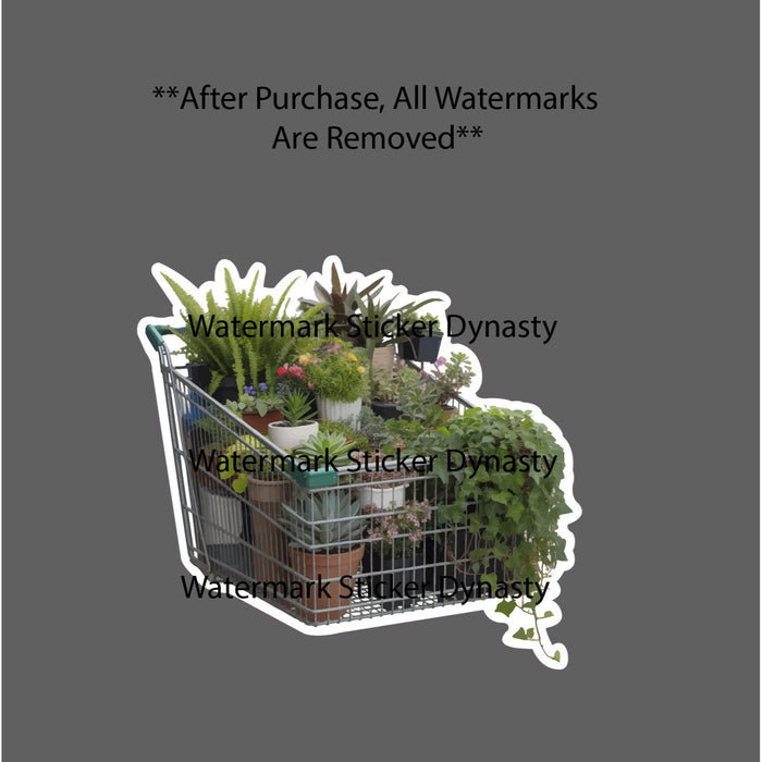 Plant Shopping Cart Sticker Waterproof Decal Plants Store Flowers Gift NEW