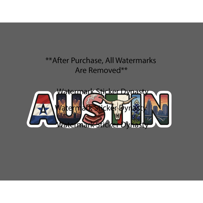 Austin Texas Sticker Waterproof Decal City Theme Skyline Food Music Gift NEW