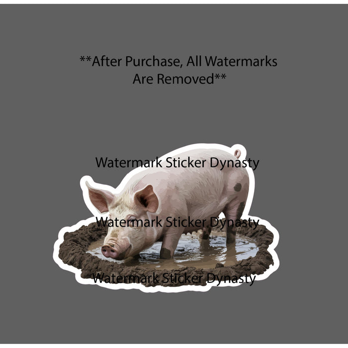 Pig In The Mud Sticker Waterproof Decal Animal Farm Farmhouse Gift NEW