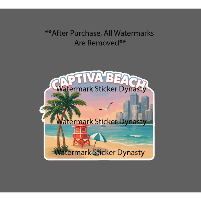 Captiva Beach Sticker Waterproof Decal Ocean Travel Vacation Skyline Gift NEW