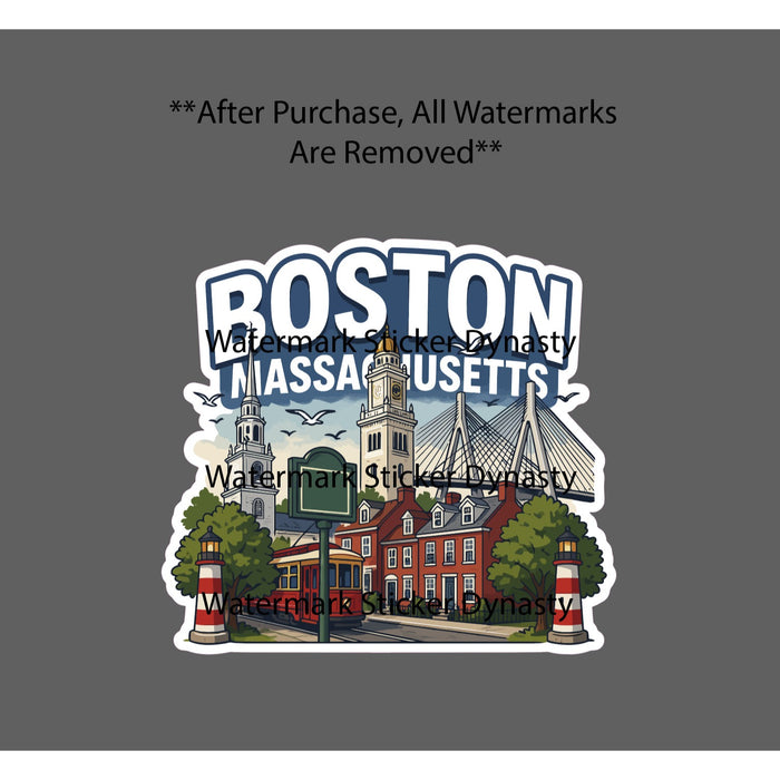 Boston Sticker Waterproof Decal Massachusetts State City Travel Gift NEW
