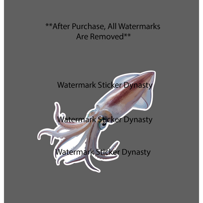 Squid Sticker Waterproof Decal Animal Realistic Ocean Beach Fish Gift NEW