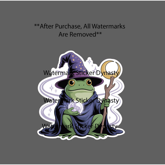 Wizard Frog Sticker Waterproof Decal Staff Stars Magic Moon Fantasy Gift NEW