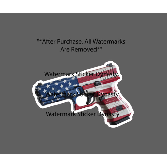 Pistol Sticker Waterproof Decal USA Flag 2A America United States Gift NEW