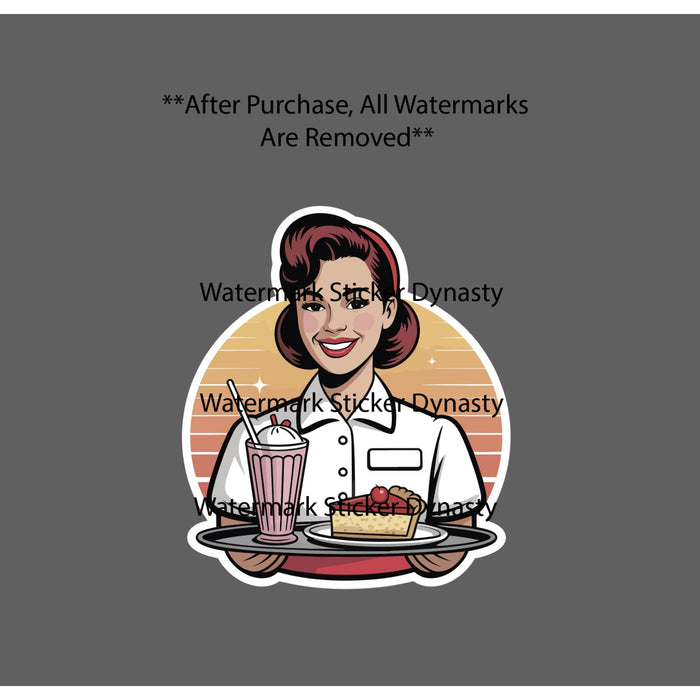 Waitress Sticker Waterproof Decal Retro Vintage Food Work Restaurant Gift NEW