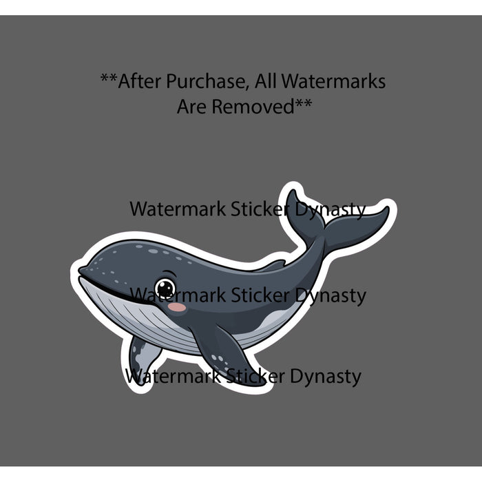 Minke Whale Sticker Waterproof Decal Cartoon Ocean Kawaii Cute Gift NEW