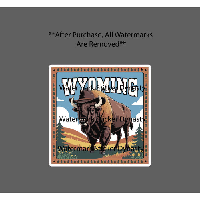 Wyoming Sticker Waterproof Decal Buffalo Bison Cowboy Hat Outdoor Gift NEW