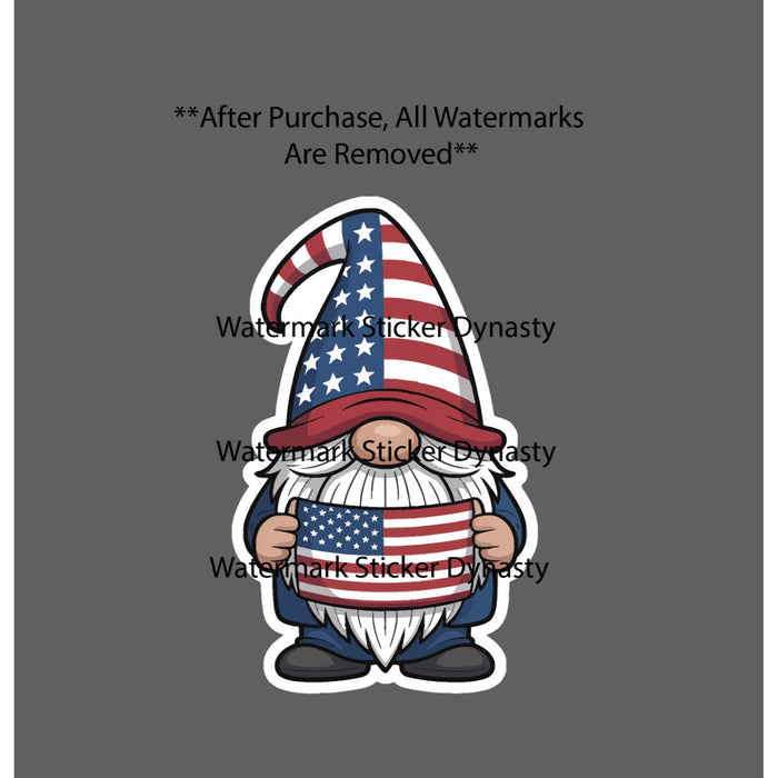 American Gnome Sticker Waterproof Decal USA Flag America United States Gift NEW