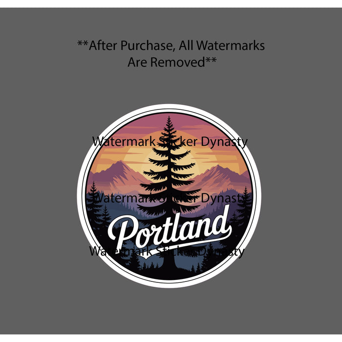 Portland Oregon Sticker Waterproof Decal Tree Mountain Scene Travel Gift NEW
