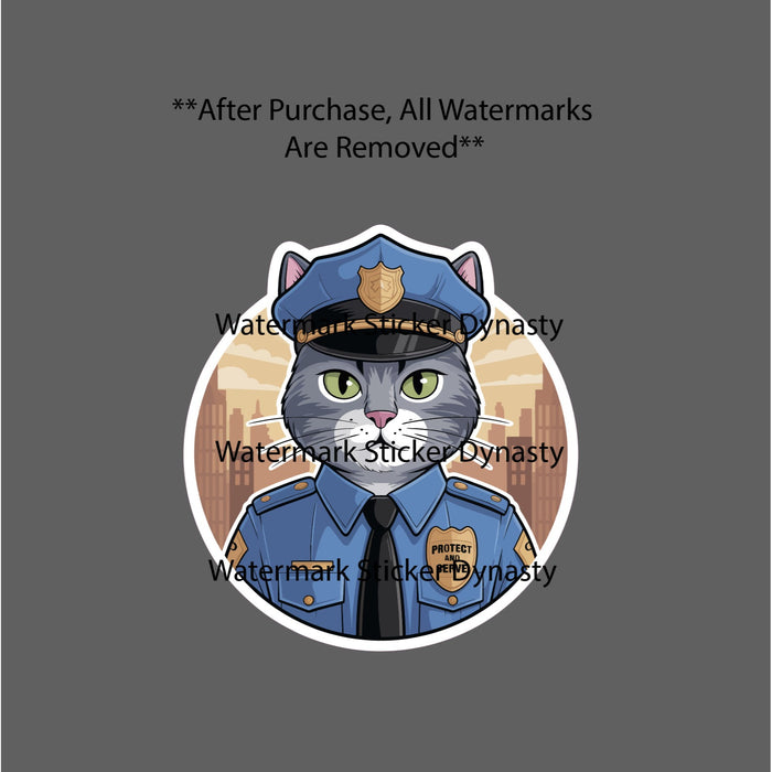 Cat Police Officer Sticker Waterproof Decal Cop Law Enforcement Duty Gift NEW