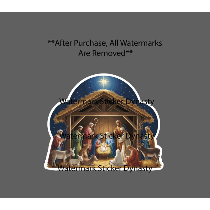Christmas Nativity Scene Sticker Waterproof Decal Jesus Wise Men Mary Gift NEW