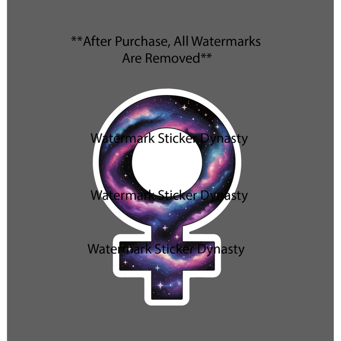 Girl Galaxy Sticker Waterproof Decal Gender Symbol Space Planets Stars Gift NEW