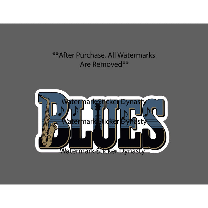 Blues Music Sticker Waterproof Decal Sax Saxophone Guitar Genre Bass Gift NEW