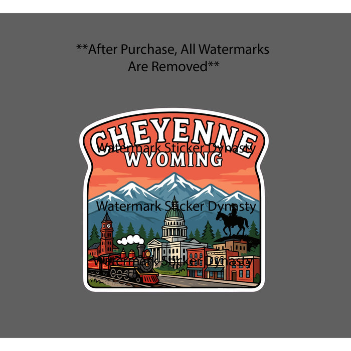 Cheyenne Wyoming Sticker Waterproof Decal State Travel Big Sky Mountain Gift NEW