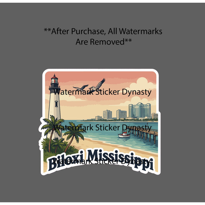 Biloxi Mississippi Sticker Waterproof Decal State Outdoor Travel Ocean Gift NEW