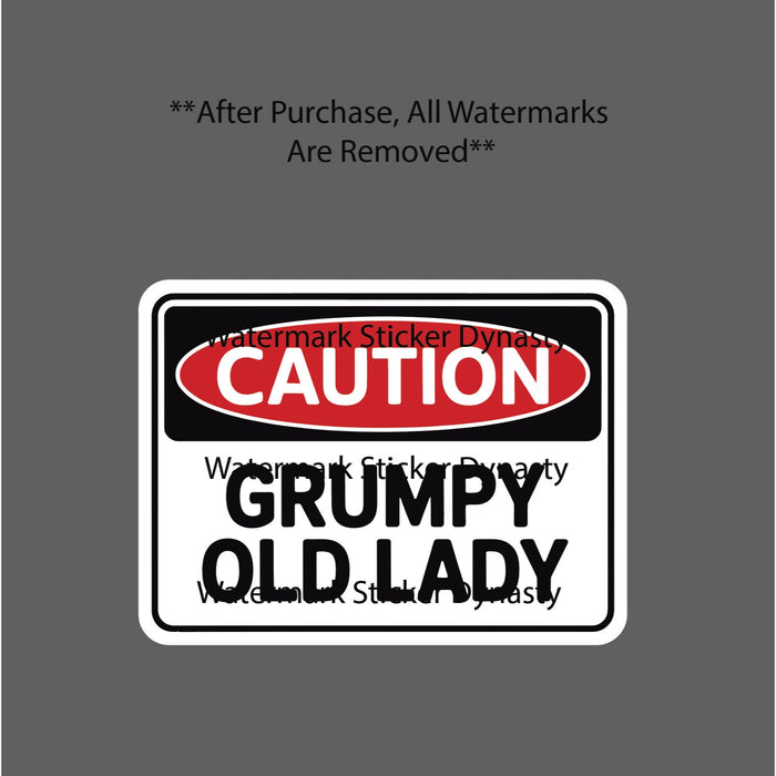 Grumpy Old Lady Sticker Waterproof Decal Caution Warning Beware Funny Gift NEW