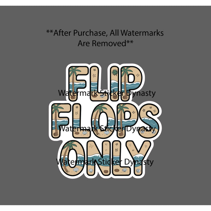 Flip Flops Only Sticker Waterproof Decal Beach Ocean Tropical Palm Tree Gift NEW