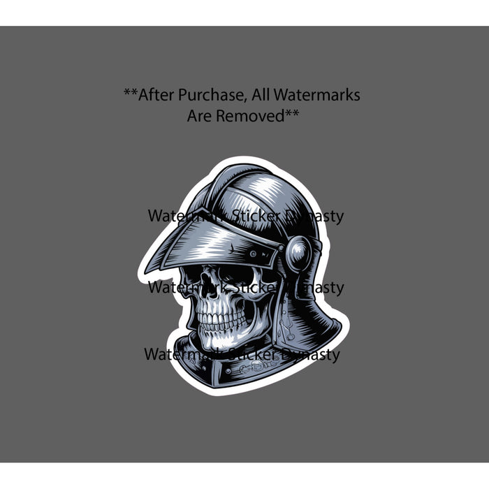 Knight Skull Sticker Waterproof Decal Skeleton Bones Warrior War Gift NEW