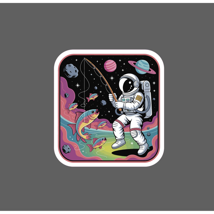 Astronaut Fishing Sticker Waterproof Decal Abstract Trippy Outdoor Art Gift NEW