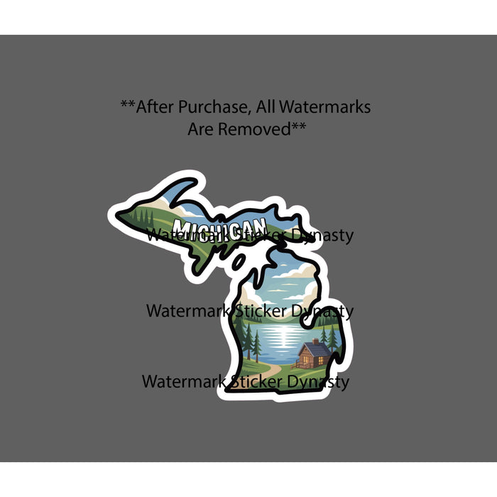 Michigan Sticker Waterproof Decal Cabin Lake Nature Wildlife Outdoor Gift NEW