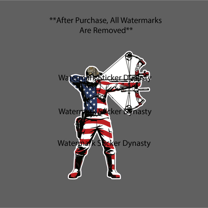 Bow Hunter USA Flag Sticker Waterproof Decal American Hunting Outdoor Gift NEW