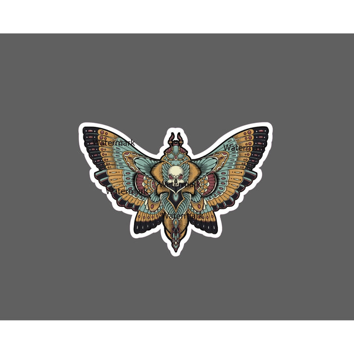 Moth Sticker Skull Ornate Waterproof NEW