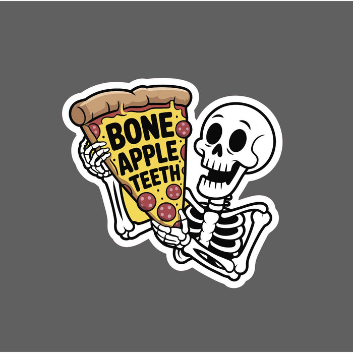 Bone Apple Teeth Sticker Waterproof Decal Skeleton Pizza Food Funny Gift NEW