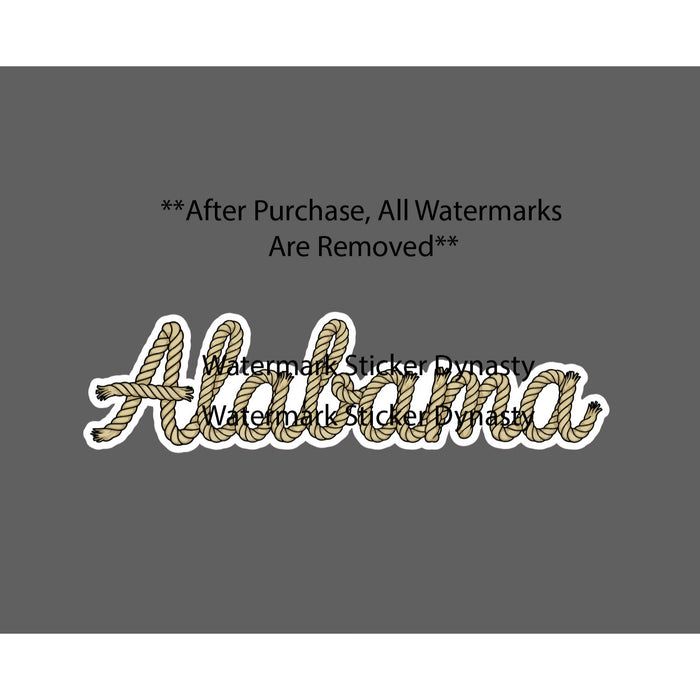 Alabama Sticker Waterproof Decal Rope Text Country Western State South Gift NEW