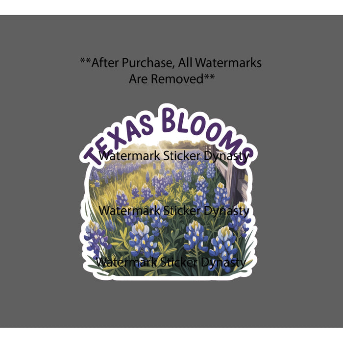 Texas Blooms Sticker Waterproof Decal Blue Bonnets Floral Flower Gift NEW