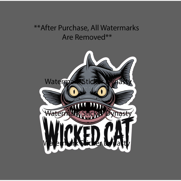 Wicked Cat Sticker Waterproof Decal Catfish Fishing Fish Outdoor Horror Gift NEW